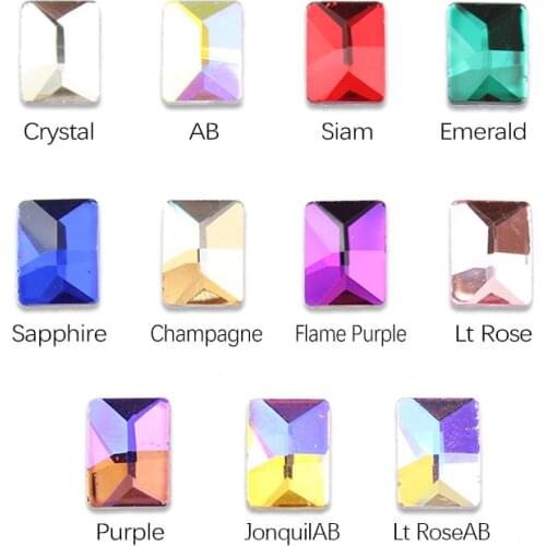 30pcs Flatback Colorful Rectangle Nail Rhinestones For Nails Art Decorations Crystal Glass Stone Manicure 3D Shiny Strass Gem