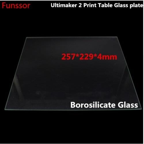 3D Printer Ultimaker 2 Print Table Glass plate Real Borosilicate Glass Bed Plate 257x229x4mm for Ultimaker2 3D Printer parts