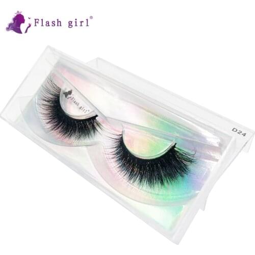 Flash Girl Lashes Vendor In Bulk D24 Natural Thick Long False Eyelashes Makeup Wispy Soft Handmade Fake Eyelash Extension