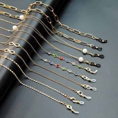 Fashion Eyeglass Chains for Women Pearl Sunglasses Mask Chains Glasses Cord Holder Gold Leaf Eyewear Lanyard Necklace Strap Rope