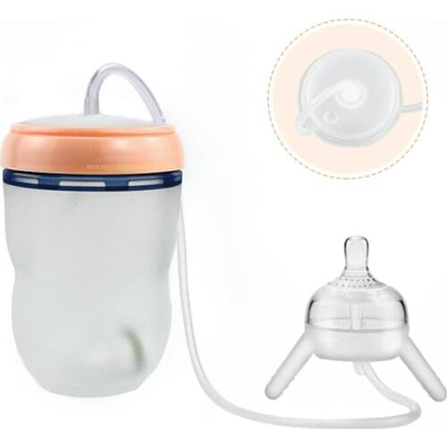 Baby feeding Bottle Long straw Hands Free Bottle Multipurpose Baby Bottle Kids Cup Silicone Sippy NO BPA For Baby Nursing Bottle