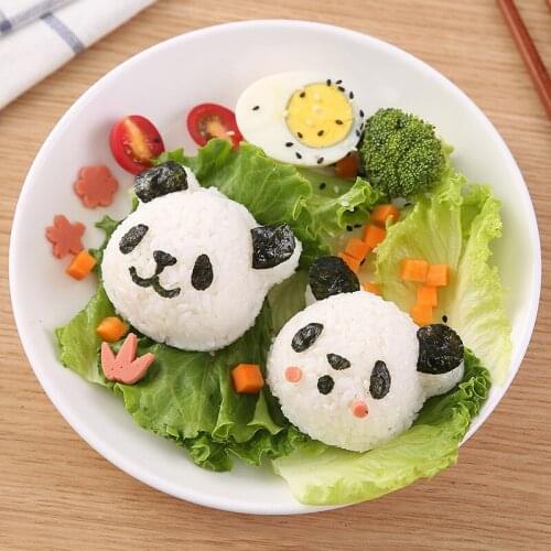 Panda Sushi Mould Cartoon Cute Rice Ball Mold Kit Seaweed Embossing Cutter Moulds For Kitchen Cooking DIY Sushi Molds
