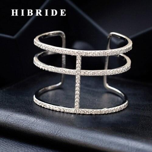 HIBRIDE 16CM Adjustable Open Bangles&Bracelets Women Micro Cubic Zirconia Pave Pulseiras The Middle East Market B-85