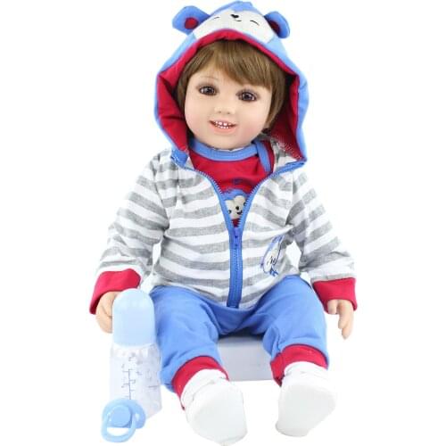 60 CM Cloth Body Silicone Reborn Boy Doll For Girl Monkey Clothes Set Vinyl Babies Boneca Child Birthday Gift Play HouseToy