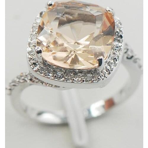 Morganite Fashion Women 925 Sterling Silver Ring F824 Size 6 7 8 9 10