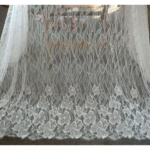 Wide 150cm Soft and fashion White Black Fabric Eyelash Lace Trim DIY garment accessories Lace Sewing Material 3Meter/lot