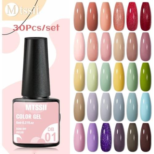 Mtssii 6ml Gel Polish Set 30Pcs Hybrid Varnish Soak Off UV Gel LED Semi Permanent All For Manicure Nail Art Gel Polish Kit