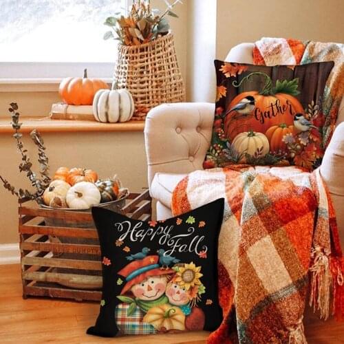 Thanksgiving Outdoor Fall Pillows Decorative Throw Case For Home Couch Fall Decor Pillow Covers 18X18 Inch Set Of 4