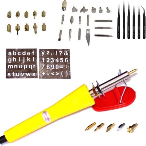 42pcs Wood Burning Pen Set Wood Burning Soldering Iron Chiseled Tips Blade Tweezer Pyrography Tool Woodburning Soldering Pen Kit
