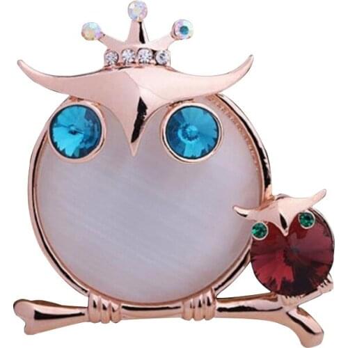 OneckOha Dual Purpose Opal Stone Owl Brooch Pin Pashmina Scarf Clip Animal Pin Garment Accessories