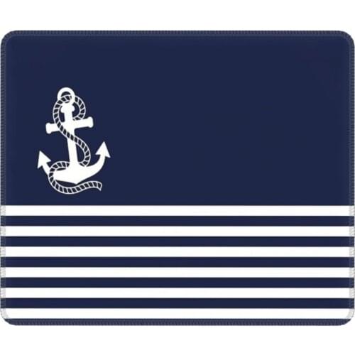 Nautical Navy Blue Stripes And White Anchor Awesome Mouse Pad Antislip MousePad Rubber Computer Keyboard Desk Pad