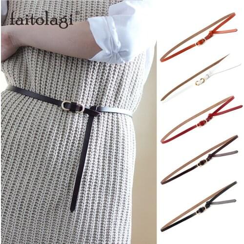 Genuine Leather Ladies Belt for Dress Thin Wild Women Waist Belt Red White Black Skinny Female Belt Strap ceinture femme