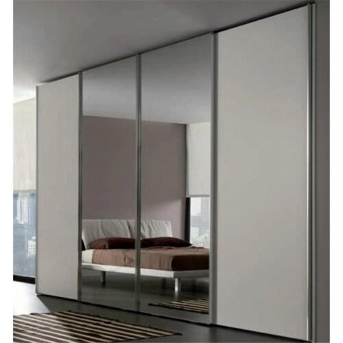 Sliding bedroom wardrobe with mirror in center