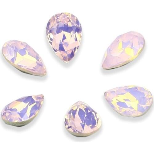 Pink Opal Drop Fancy Strass Rhinestones Crystal Glass Stones For Clothes 3D Nails Art Decorations Pointback Diamond Applique