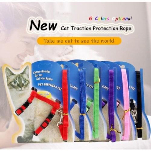 TECHOME New Soft Baby Cat Pet Leash Nylon Rope Colorful Pet Chest Neck Strap Creative Design Cat Chain Breathable Rope Outdoor