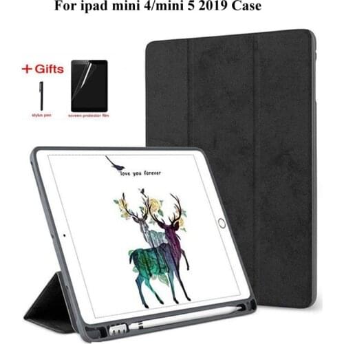 Ultra-thin Retro Case for New iPad mini 5 ipad mini 5th 7.9 inch 2019 Funda With Pencil Holder cover for ipad mini 4 case+gifts