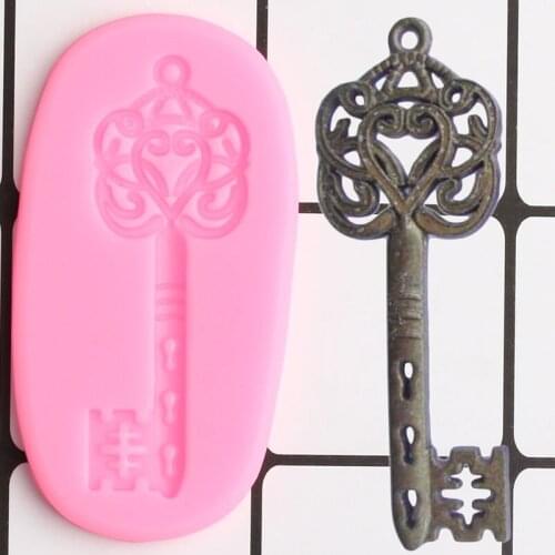 Vintage Key Silicone Mold DIY Party Cake Border Fondant Cake Decorating Tools Polymer Candy Clay Chocolate Gumpaste Moulds