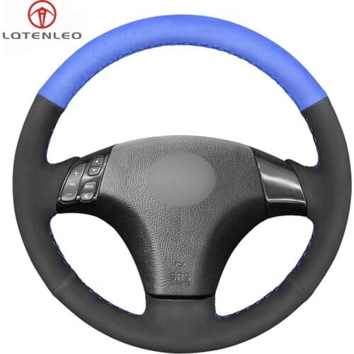 LQTENLEO Black Blue Suede Sew Car Steering Wheel Cover For Mazda 3 Axela 2004-2009 Mazda 5 2004-2010 Mazda 6 Atenza Mazda MPV