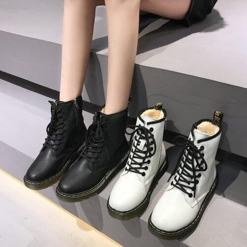 COOTELILI 2021 Women Boots Womens Cotton Boots Winter Warm Casual Shoes Woman Lace Up Ankle Boots 4cm Heel Female Size 35-40