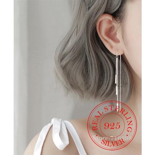 925 Sterling Silver Tassel Earring boucle d'oreille Long Drop Earring for Women Fashion Jewelry eh152