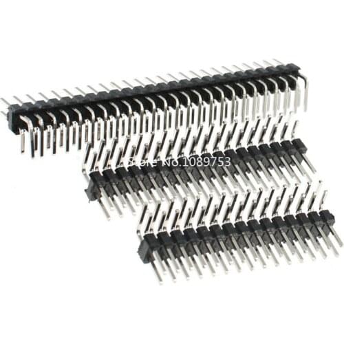 10Pcs 2.54mm Double Row Right Angle Pin Header Strip Male Pin Header Connector 2x2/3/4/5/6/7/8/10/40P for PCB Soldering Welding