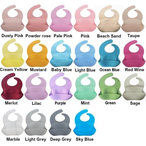 Chenkai 10PCS 25 Colors Silicone Newborn Feedings Bib Four Adjustable Button Baby Bibs Waterproof Tableware Food Grade BPA Free