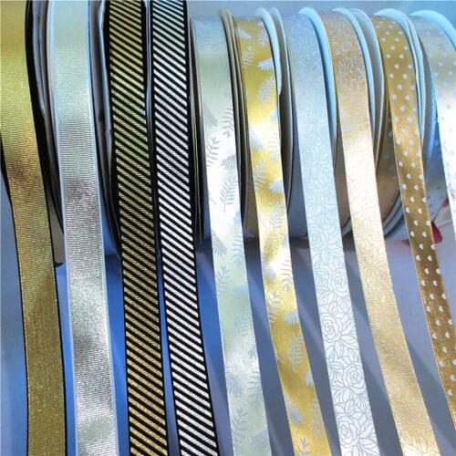 2.0cm gold stamping silver printing rose belt baking cake box packaging decoration fruit box polyester ribbon 460