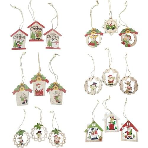 3pcs Unfinished Wooden Merry Christmas Decorations Hanging Sign Wood Holiday Decor for Christmas Home Window Wall Indoor Outdoor