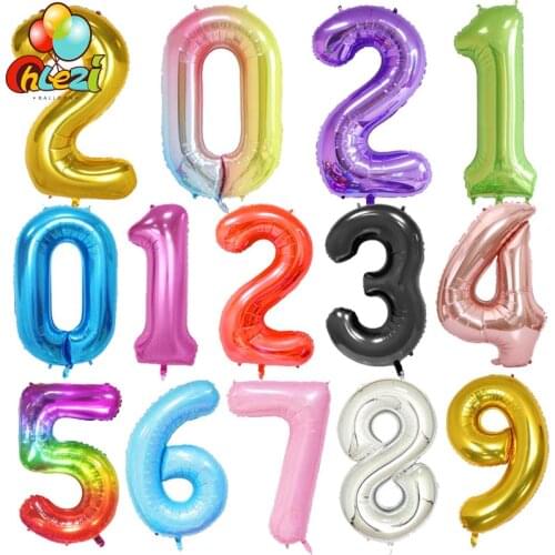 40Inch Big Foil Birthday Balloons Helium Number Balloon 0-9 Happy Birthday Wedding Party(Sell at least 5 pcs