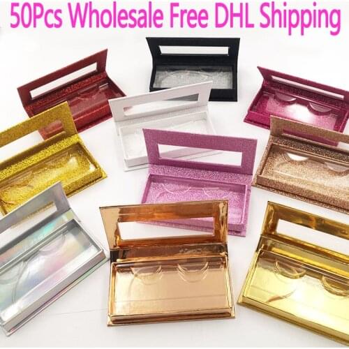 50pcs wholesale false eyelashes packaging box fake 3d mink lashes boxes faux cils strip Rectangle magnetic case empty