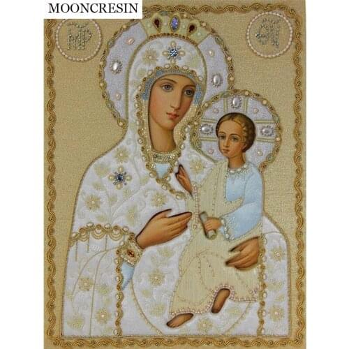 Diy Diamond embroidery 5D Diamond Painting Cross Stitch Kits Portrait Religious Holy Virgin Mosaic Needle Crafts Christmas Gift