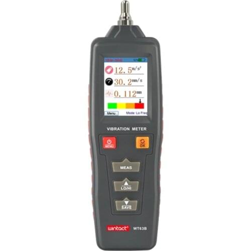 Wintact Vibration Analyzer Digital Vibration Meter Handheld Vibration Monitor Color Display Mechanical Equipment Test Probe