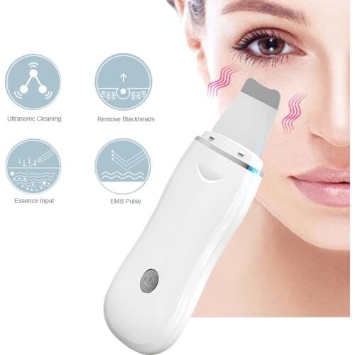 Skin Scrubber Ultrasonic Cleaner Facial Peeling Blackhead Remover Pore Deep Face Cleaning Ion EMS Microcurrent Face Lift Machine