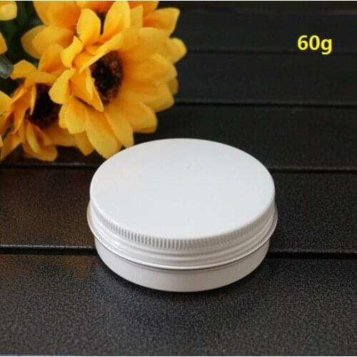 60g 68*25mm White Round Aluminum Box Metal Tin Cans 60ml Portable Cream Containers DIY Empty Refillable Jar Tea Aluminum Pot