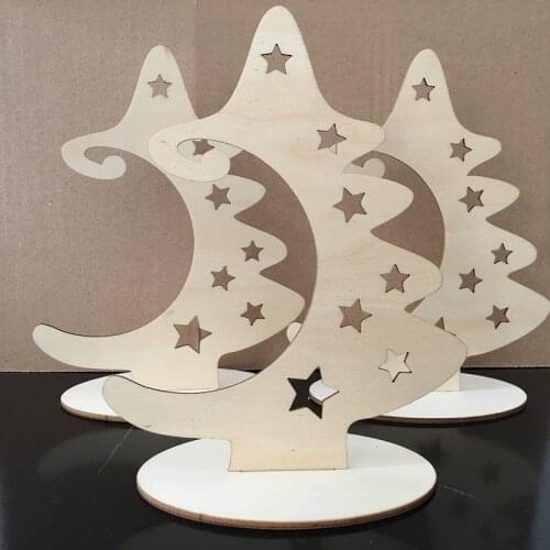 Wood Slices with Stand Natural Unfinished Christmas Wooden Tree Star Crafts for Christmas Ornaments