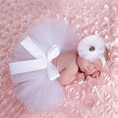 Baby Tutu Skirt Flower Headwear Outfit Newborn Photography Props Infant Costume Princess Headband Baby Photography Props
