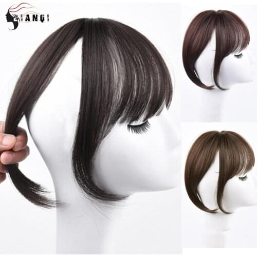 DIANQI 3D clips Invisible Seamless Head Synthetic Hair Fake Brown Black Short Hair Female Adult Women BB Clip Hair Pieces