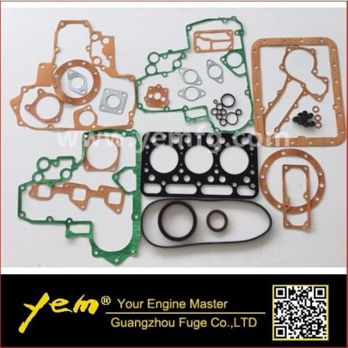 For kubota engine parts 3D76 full gasket set with head gasket crank front and rear seal water pump gasket