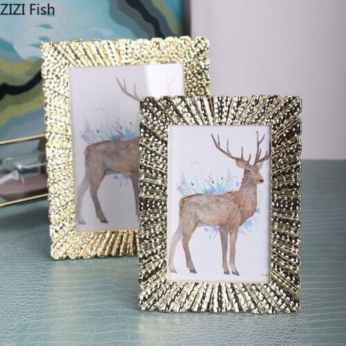 Golden Leaves Framed Pictures Frame Room Aesthetics Bedside Table Family Portrait Photo Frame 6/7 Inch Photo Frames Home Decor