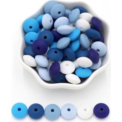 Joepada 50Pcs 12MM Lentil Silicone Beads BPA Free Diy Teether Teething Necklace Jewelry Bead Baby Teether Baby Pacifier Chain