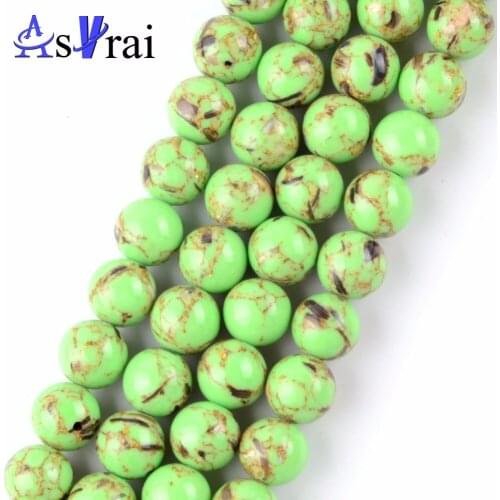Natural Green Shell Turquoises Howlite Stone Round Beads For Jewelry Making 4mm-12mm Ball Beads Diy Bracelets Accessories 15inch