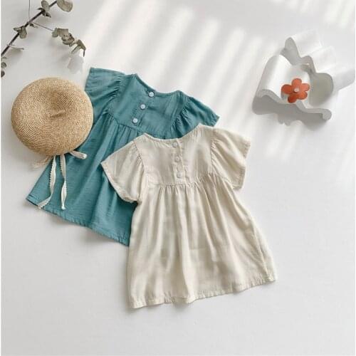 Summer Girls' Dress Simple Pure Color Loose Thin Ladies Dress Baby Kids ChildrenS Clothing For Girl