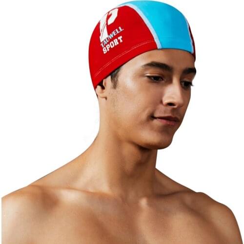 Summer new style printing mens swimming cap blue waterproof ear protection swimming cap beach sunscreen swimming cap