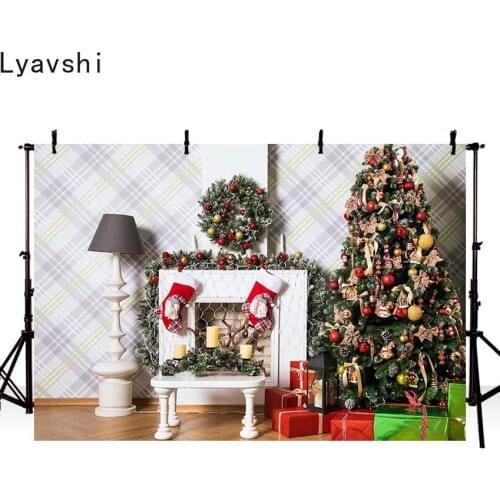 Lyavshi Christmas winter Christmas tree and fireplace gift flash decoration photo studio photography background