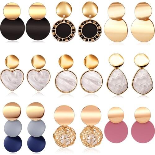 Fashion Korean Earrings Round Drop Earrings for Woman Statement Geometry Round Acrylic Earrings 2020 Fashion Earings Jewelry