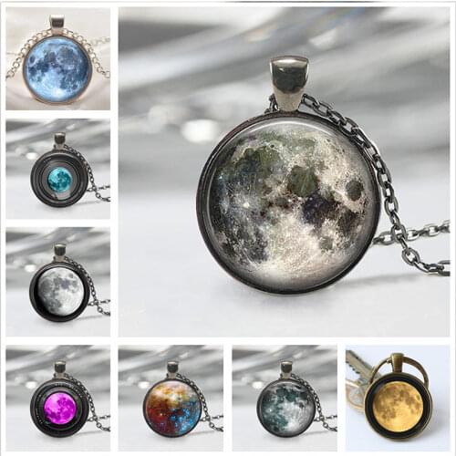 Wholesale Nebula Full Moon Space Pendant ,Astronomy universe Jewelry,Moon Space Pendant Galaxy Necklace Space Necklace