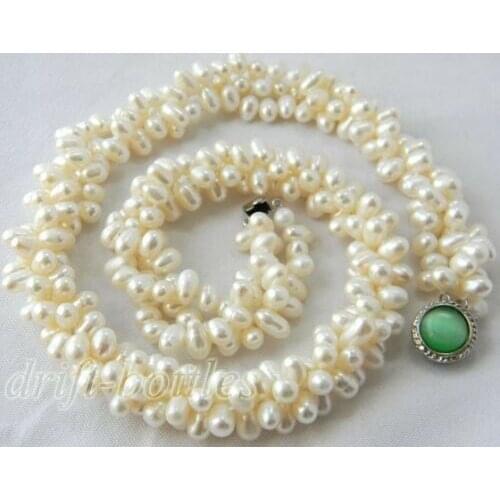18' 3Strands White Baroque Freshwater Pearl Necklace