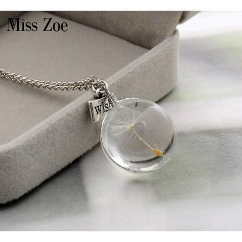3styles Natural Dandelion Seed Pendant Necklace Wish Glass Bottle Fashion Long Chian Handmade Plant Jewelry Gift for Women Girls