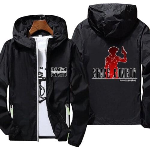 Casual Cowboy Bebop Windbreaker Thin Sunscreen Hooded Coat Mens Sports Pilot Cycling Camping Jacket Plus Size 7XL