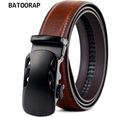BATOORAP Fashion Mens Belt Luxury Brand Black Buckle Alloy Brown Waist Strap Designer Belts Men Western Trouser Straps ZY-K229